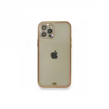 İphone 12 Pro Kılıf Liva Taşlı Silikon - Pembe