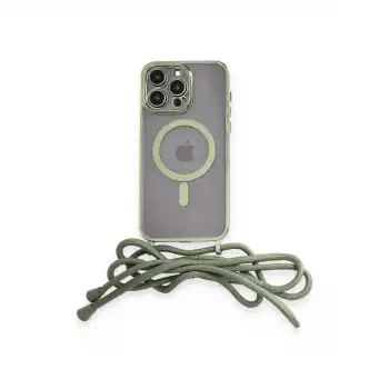 İphone 12 Pro Max Kılıf Divo Lazer Askılı Magsafe Kapak - Koyu Yeşil