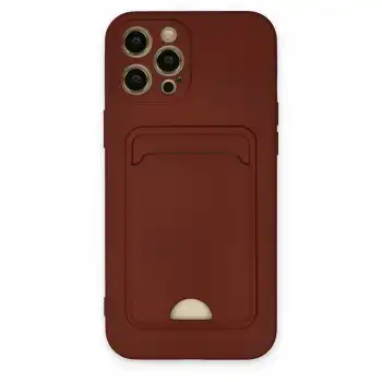 İphone 12 Pro Max Kılıf Kelvin Kartvizitli Silikon - Bordo