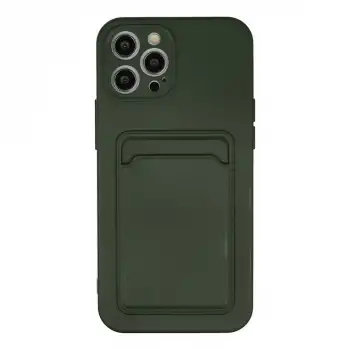 İphone 12 Pro Max Kılıf Kelvin Kartvizitli Silikon - Koyu Yeşil