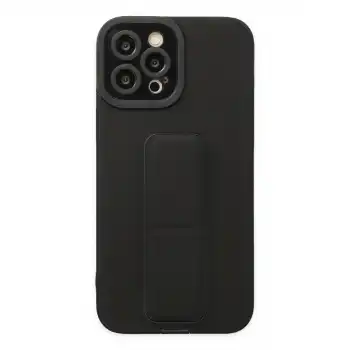 İphone 12 Pro Max Kılıf Mega Standlı Silikon - Siyah