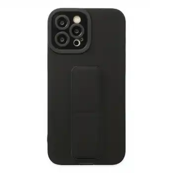 İphone 12 Pro Max Kılıf Mega Standlı Silikon - Siyah
