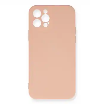 İphone 12 Pro Max Kılıf Nano İçi Kadife Silikon - Pudra