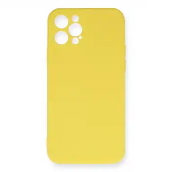İphone 12 Pro Max Kılıf Nano İçi Kadife Silikon - Sarı