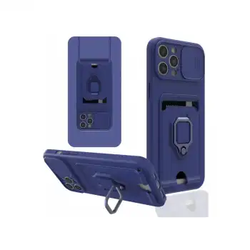 İphone 12 Pro Max Kılıf Zuma Kartvizitli Yüzüklü Silikon - Lacivert