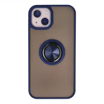 İphone 13 Kılıf Montreal Yüzüklü Silikon Kapak - Lacivert