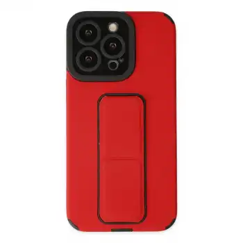 İphone 13 Pro Max Kılıf Mega Standlı Silikon - Kırmızı