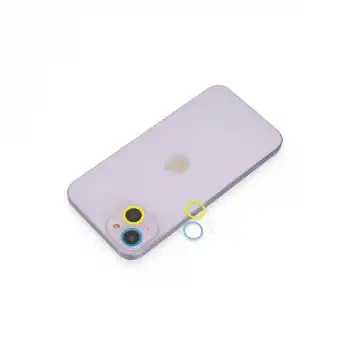 İphone 13 Renkli Kamera Lens Koruma Cam - Sarı-mavi
