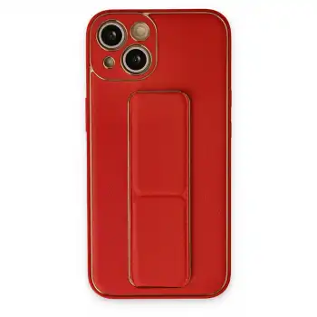 İphone 14 Kılıf Coco Deri Standlı Kapak - Kırmızı
