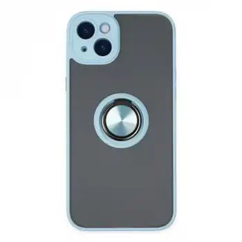 İphone 14 Kılıf Montreal Yüzüklü Silikon Kapak - Buz Mavi