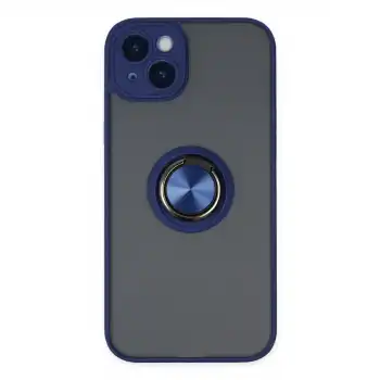 İphone 14 Kılıf Montreal Yüzüklü Silikon Kapak - Lacivert
