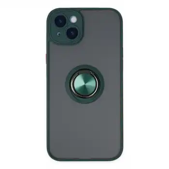 İphone 14 Kılıf Montreal Yüzüklü Silikon Kapak - Yeşil