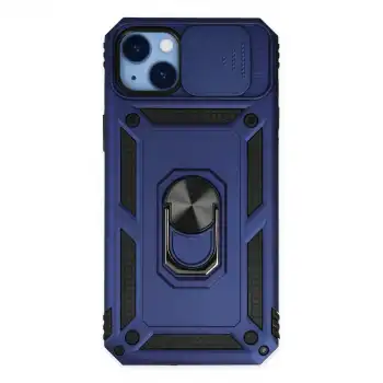 İphone 14 Plus Kılıf Pars Lens Yüzüklü Silikon - Lacivert