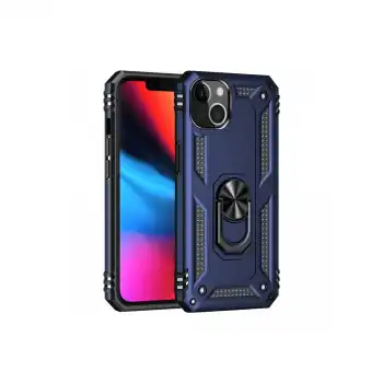 İphone 14 Plus Kılıf Sofya Yüzüklü Silikon Kapak - Lacivert