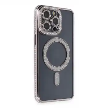 İphone 14 Pro Kılıf Joke Simli Magneticsafe Kılıf - Gri