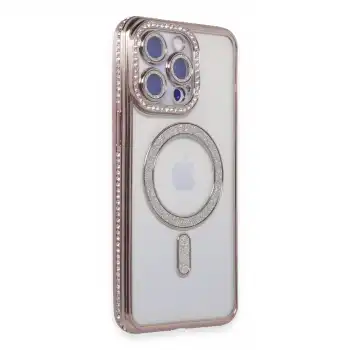 İphone 14 Pro Kılıf Joke Simli Magneticsafe Kılıf - Pembe