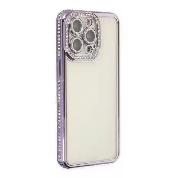 İphone 14 Pro Kılıf Joke Taşlı Silikon - Mor