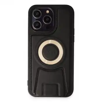 İphone 14 Pro Kılıf Merkür Magneticsafe Standlı Kapak - Siyah