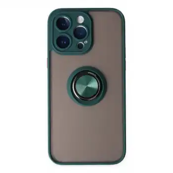 İphone 14 Pro Max Kılıf Montreal Yüzüklü Silikon Kapak - Yeşil