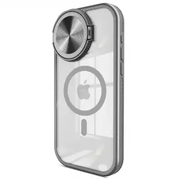 İphone 15 Pro Max Kılıf Teleskop Lens Magsafe Silikon Kapak - Titan Gri