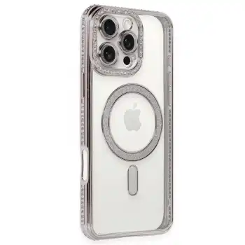 İphone 16 Pro Kılıf Joke Simli Magneticsafe Kılıf - Pembe