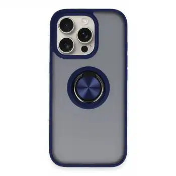 İphone 16 Pro Kılıf Montreal Yüzüklü Silikon Kapak - Lacivert
