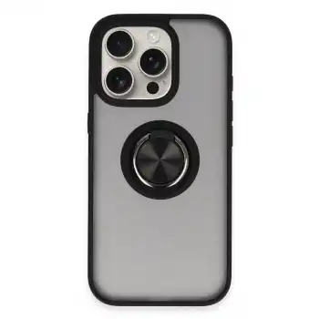 İphone 16 Pro Max Kılıf Montreal Yüzüklü Silikon Kapak - Siyah