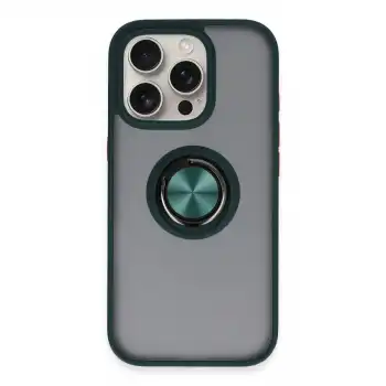 İphone 16 Pro Max Kılıf Montreal Yüzüklü Silikon Kapak - Yeşil