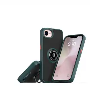 İphone 16e Kılıf Montreal Yüzüklü Silikon Kapak - Yeşil