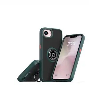 İphone 16e Kılıf Montreal Yüzüklü Silikon Kapak - Yeşil