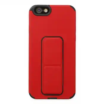 İphone 6 Kılıf Mega Standlı Silikon - Kırmızı