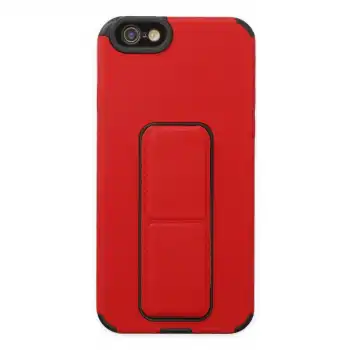 İphone 6 Kılıf Mega Standlı Silikon - Kırmızı
