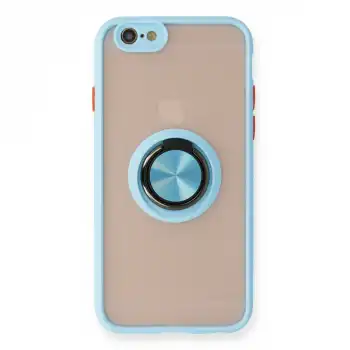 İphone 6 Kılıf Montreal Yüzüklü Silikon Kapak - Buz Mavi