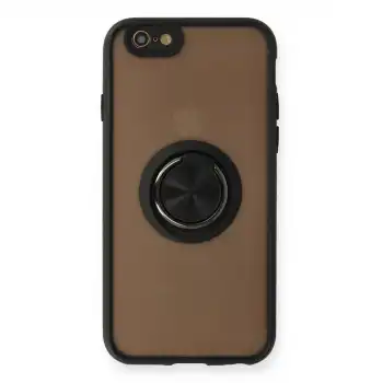 İphone 6 Kılıf Montreal Yüzüklü Silikon Kapak - Siyah