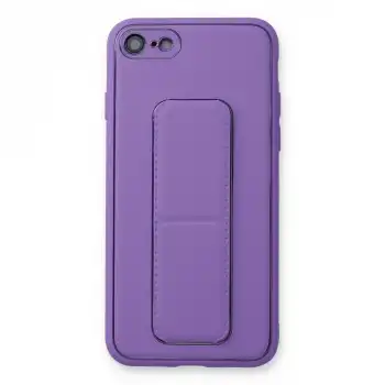 İphone 7 Kılıf Coco Deri Standlı Kapak - Koyu Lila