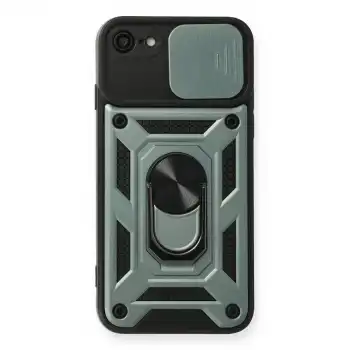 İphone 7 Kılıf Pars Lens Yüzüklü Silikon - Yeşil