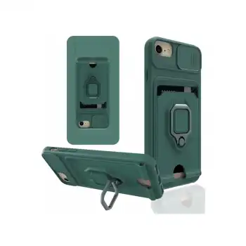 İphone 7 Kılıf Zuma Kartvizitli Yüzüklü Silikon - Yeşil