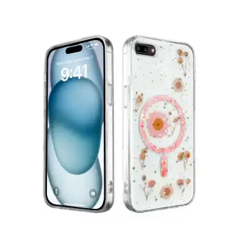 İphone 7 Plus Kılıf Daisy Simli Magsafe Kapak - Pembe