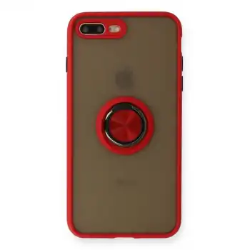 İphone 7 Plus Kılıf Montreal Yüzüklü Silikon Kapak - Kırmızı
