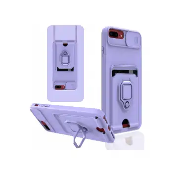 İphone 7 Plus Kılıf Zuma Kartvizitli Yüzüklü Silikon - Lila
