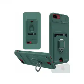 İphone 7 Plus Kılıf Zuma Kartvizitli Yüzüklü Silikon - Yeşil