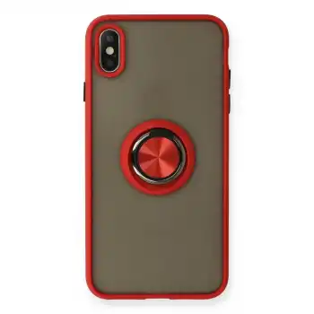 İphone X Kılıf Montreal Yüzüklü Silikon Kapak - Kırmızı