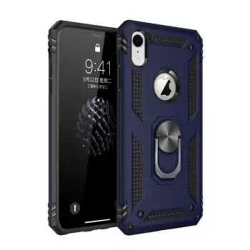 İphone Xr Kılıf Sofya Yüzüklü Silikon Kapak - Lacivert