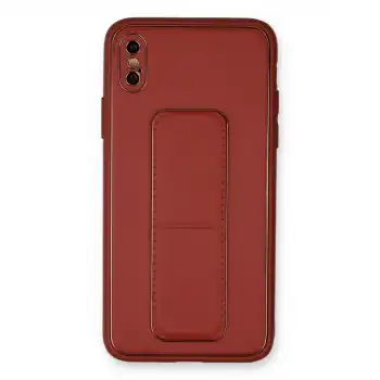İphone Xs Max Kılıf Coco Deri Standlı Kapak - Fuşya