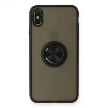 İphone Xs Max Kılıf Montreal Yüzüklü Silikon Kapak - Siyah