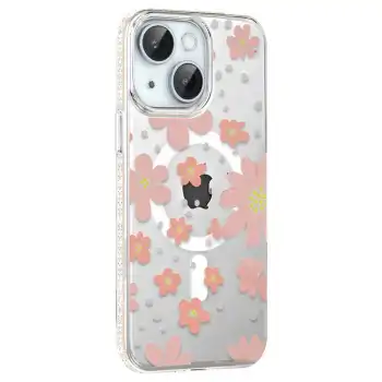 Joko Apple İphone 15 Floral Magsafe Kapak - Pembe