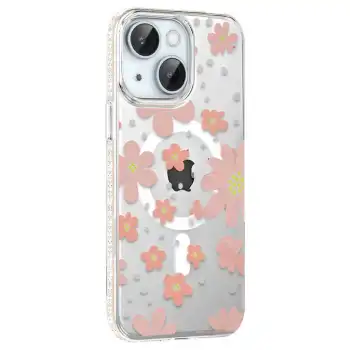 Joko Apple İphone 15 Floral Magsafe Kapak - Pembe