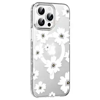 Joko Apple İphone 15 Pro Floral Magsafe Kapak - Beyaz