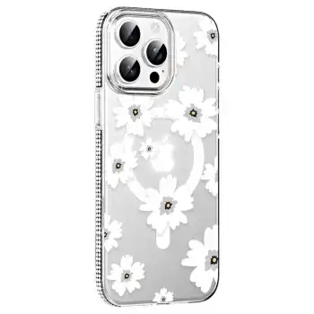 Joko Apple İphone 15 Pro Floral Magsafe Kapak - Beyaz