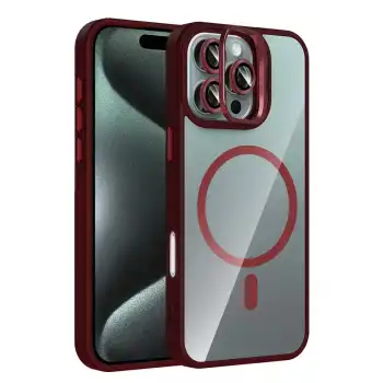 Joko Apple İphone 16 Pro Max Remim Lensli Magsafe Standlı Kapak - Bordo